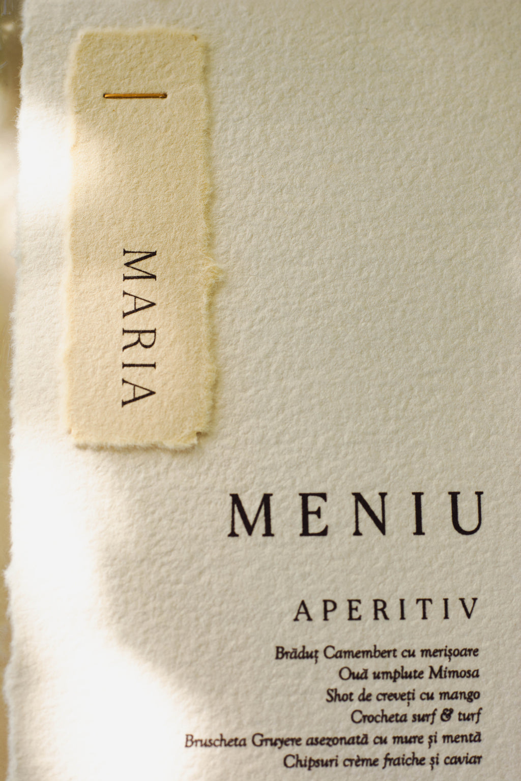 Meniu hârtie manuală cu nametag