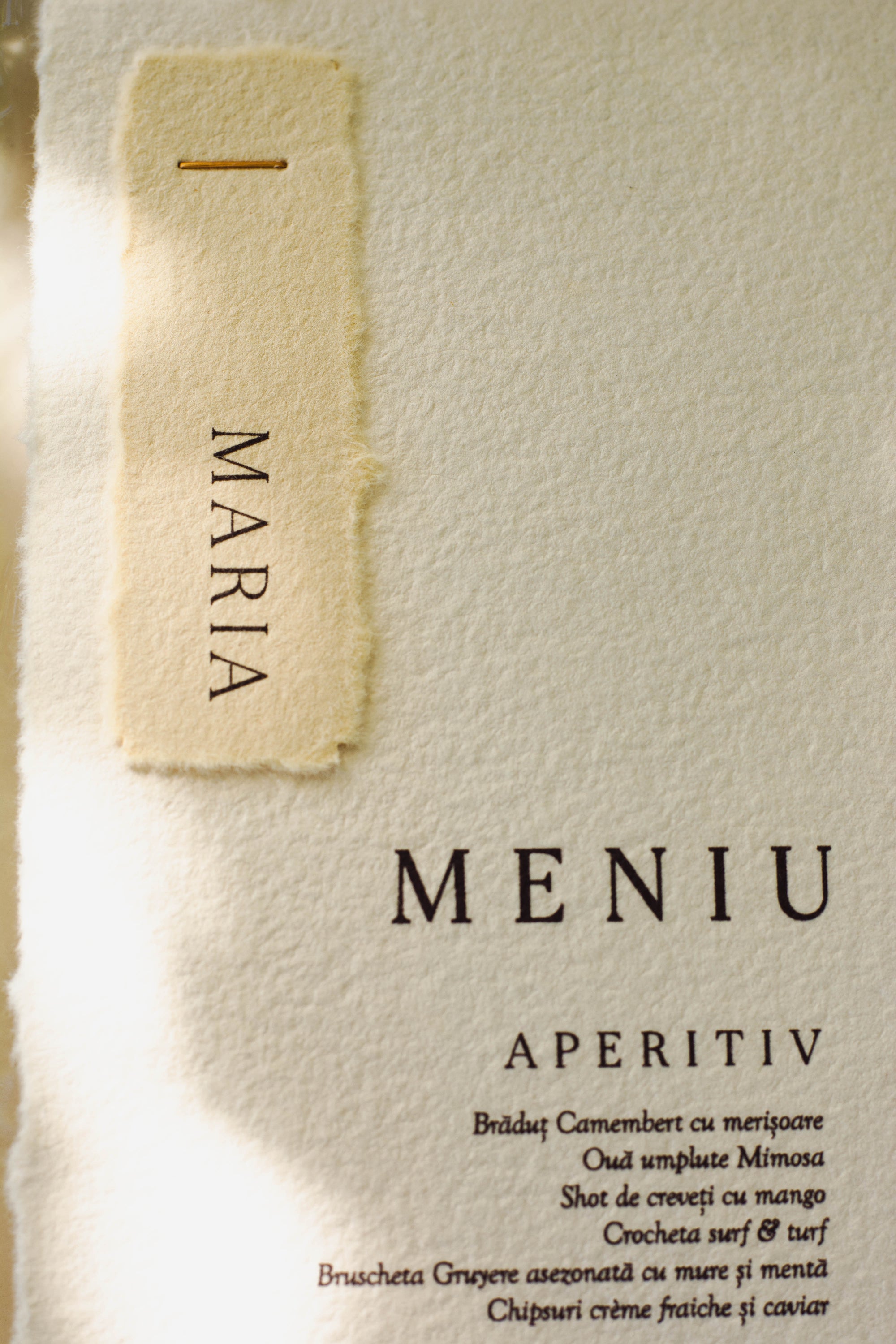 Meniu hârtie manuală cu nametag
